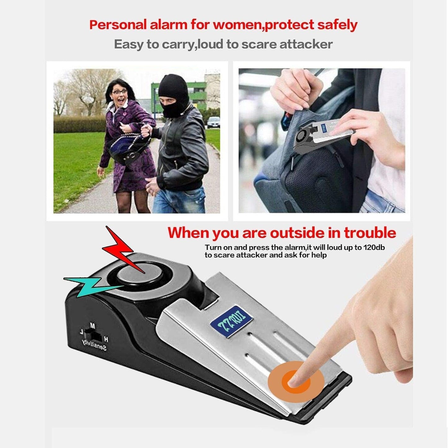 Portable Door Stopper Security Alarm