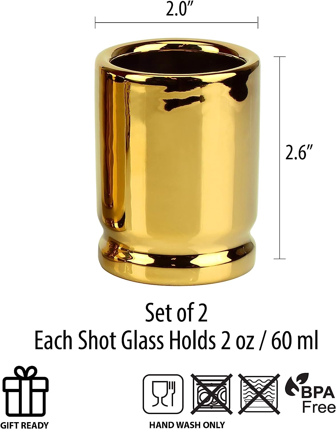 50 Caliber Bullet Cup Shot Glasses